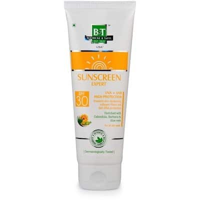 B&T Sunscreen Expert 100gm Best Homeopathic Lotion For Painful Sunburns Dry Skin Pimples Spots On Face Peeling Schwabe