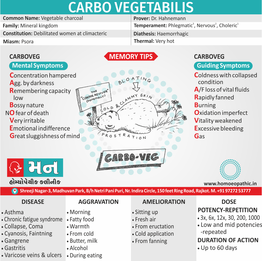 Carbo Vegetabilis Homeopathy Medicine Memory Tip Symptoms Constitution Use Disease Dose Potency Repetition Drug Picture Mann Homoeopathic Clinic Rajkot