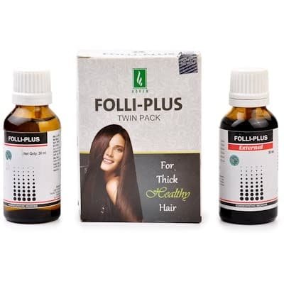 Folli Plus Twin Pack (Internnal & External) 60ml Homeopathic Medicine For Hair Fall Thin Hair Dandruff Dryness Of Scalp Baldness Adven