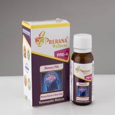 PRE 4 Memory Pills 25gm Homeopathic Medicine For Weak Memory Lack Of Concentration Stress Depression Anxiety Prerana Wellness