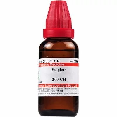 Sulphur 200CH 30ml Best Homeopathic Medicine For Relieves Burning Cramps Injuries Varicose Veins Enlarged Glands Schwabe